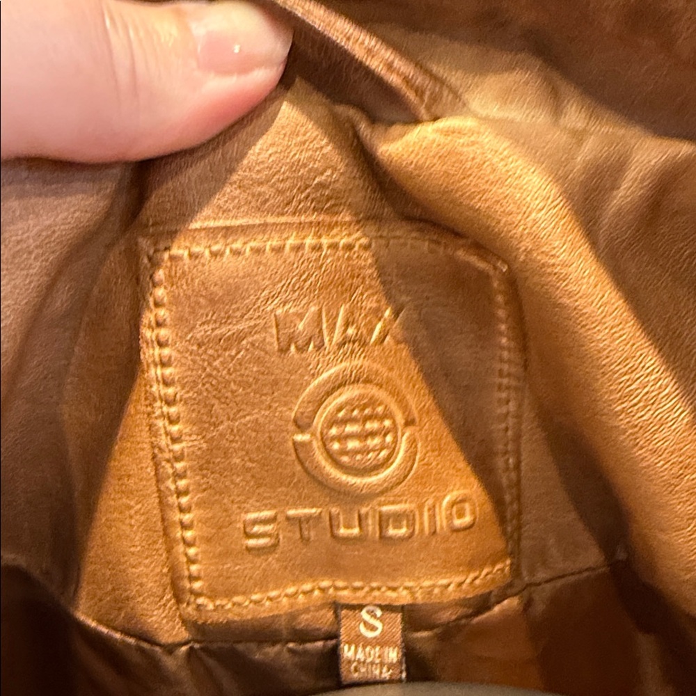 Max Studio Tan Leather Jacket - Picture 2 of 7